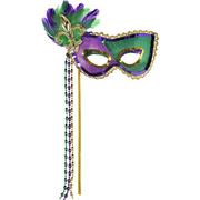 Sequin Mardi Gras Masquerade Mask on a Stick