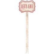 Tall Red Let's Eat Wood Party Picks 12ct
