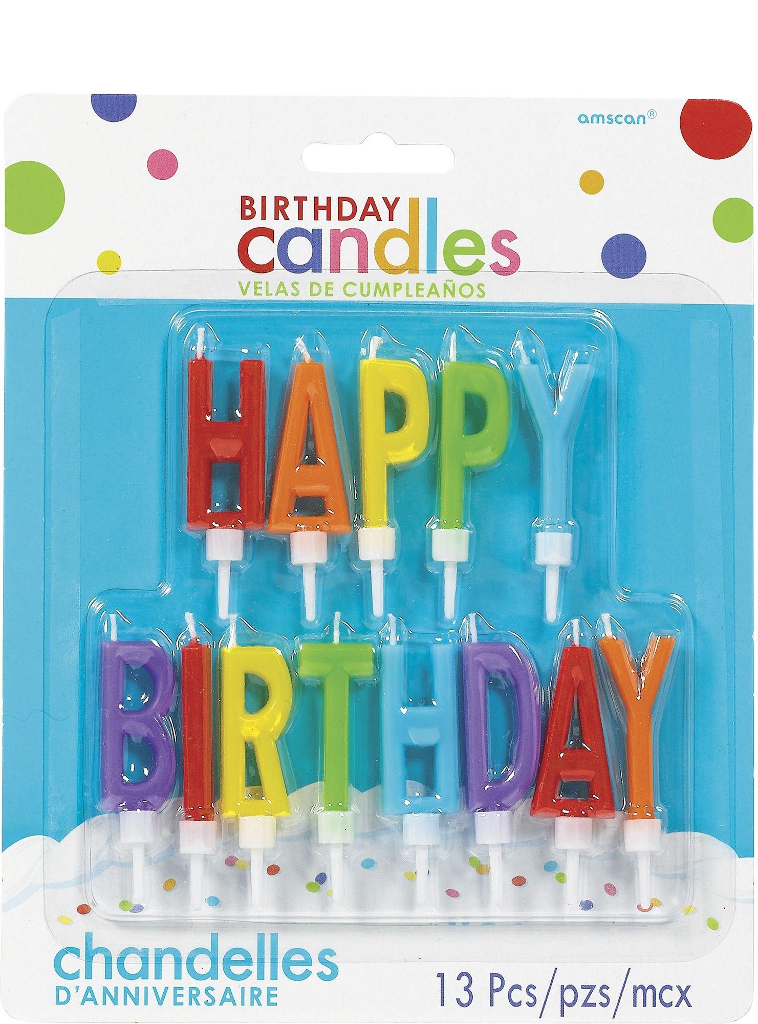 Rainbow Happy Birthday Toothpick Candle Set 13pc