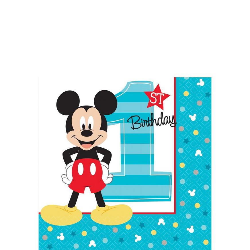 1st Birthday Mickey Mouse Beverage Napkins 16ct