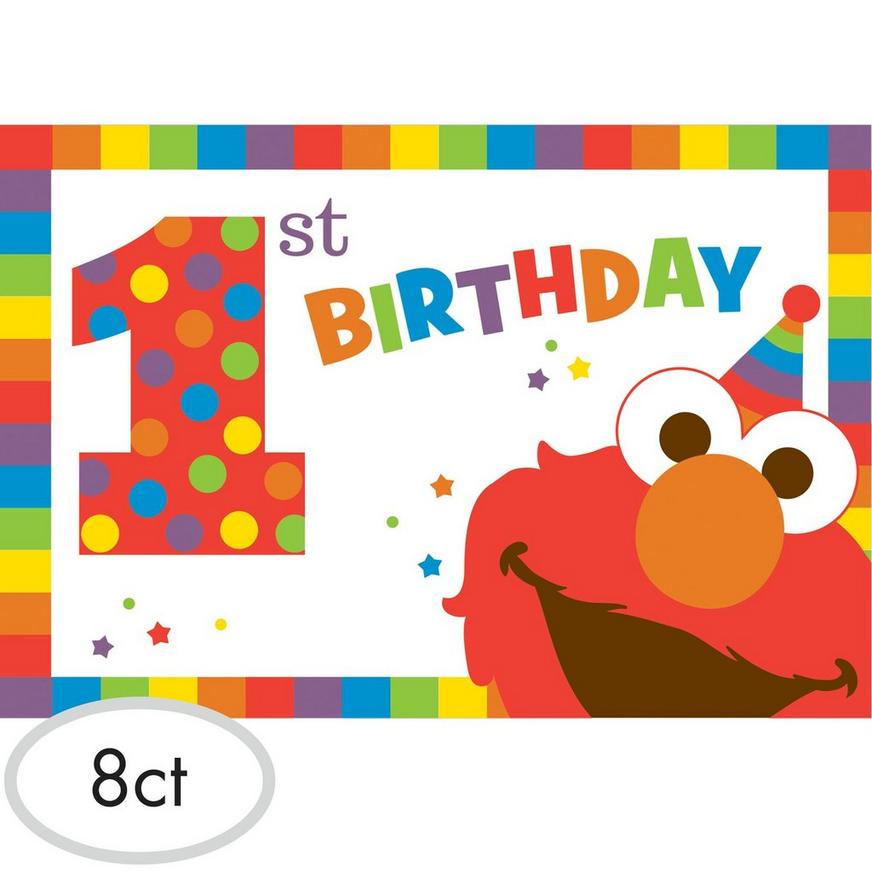 1st Birthday Elmo Invitations 8ct