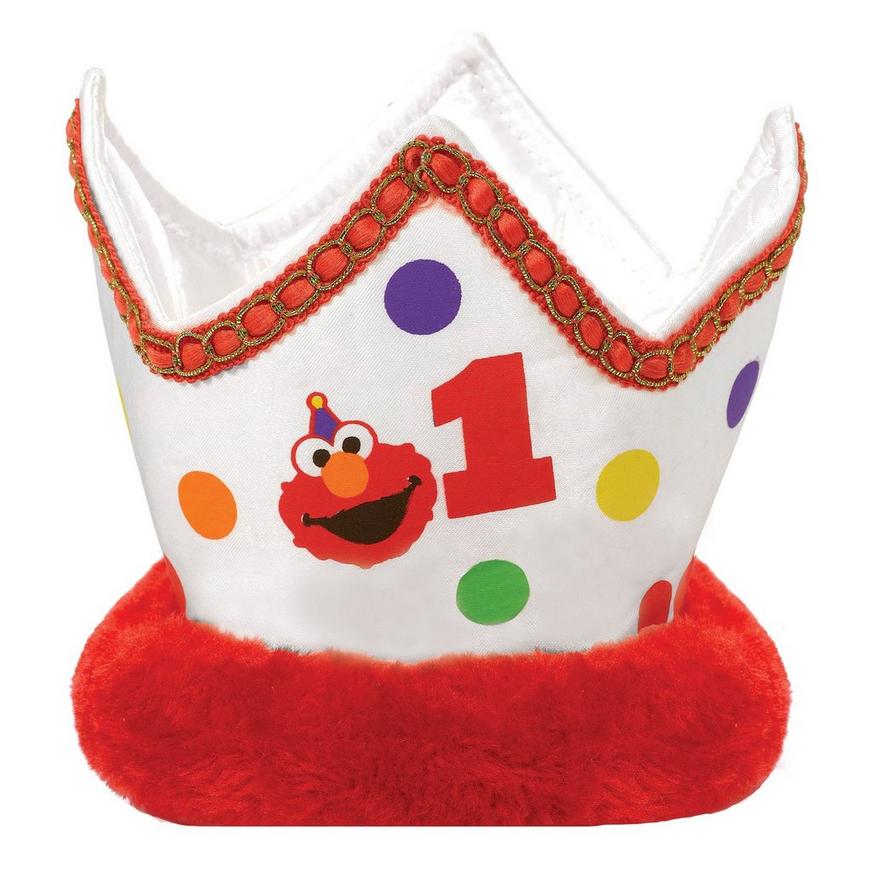 Small 1st Birthday Elmo Plush Crown