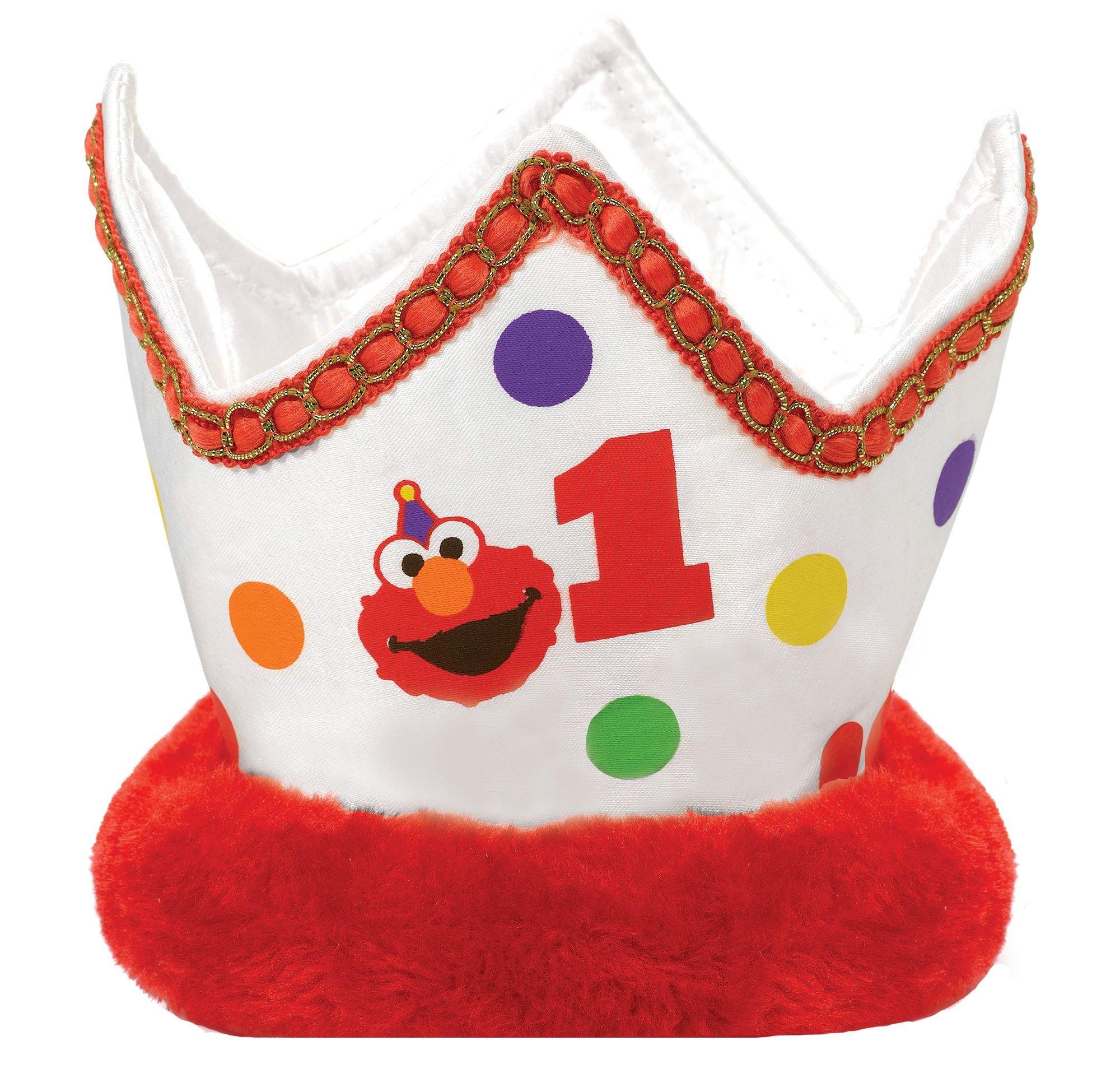 Small 1st Birthday Elmo Plush Crown