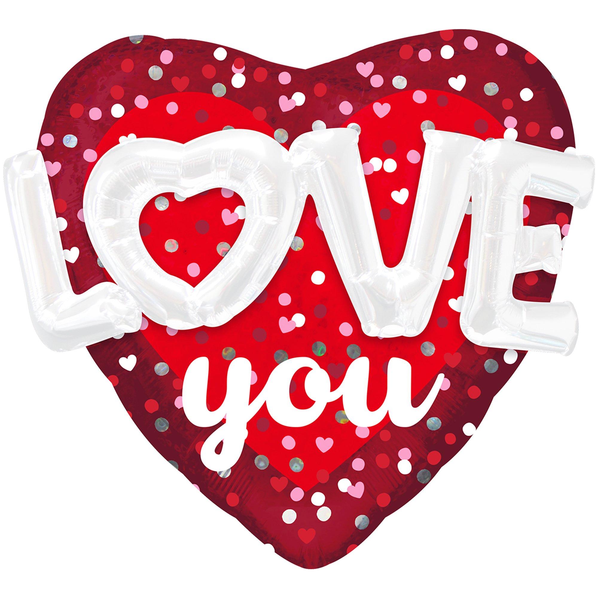 Unique Party "I Love You" Herzballon Aus Folie - Rot, 18 Zoll (ca. 45 Cm), Selbstverschließend