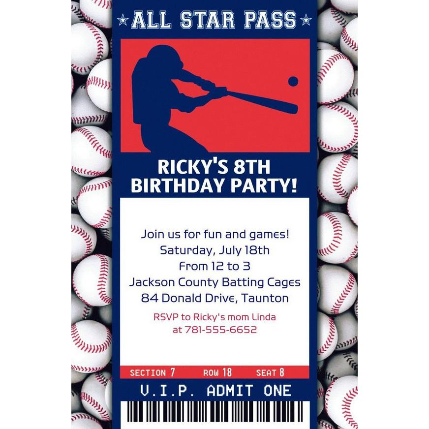 Custom Baseball Ticket Invitation