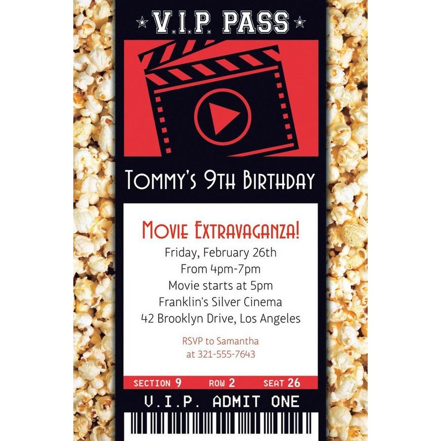 Custom Movie Ticket Invitation 