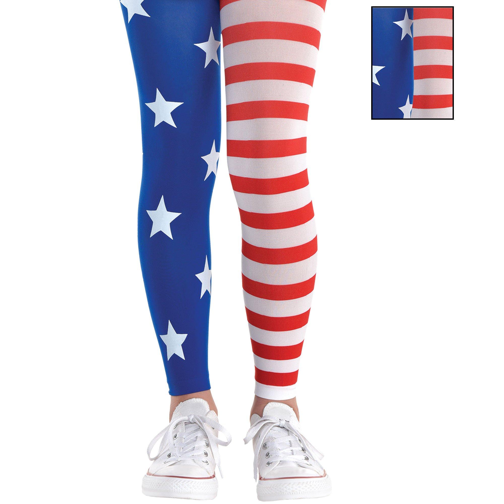 Young teenager wearing american flag leggings and spreading joy for the US  president election day in her sofa with New York city aerial view print on  Stock Photo - Alamy