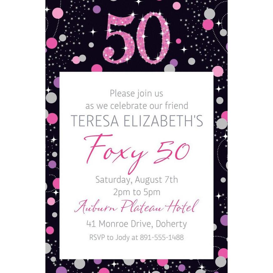 Custom Pink Sparkling Celebration 50 Invitation