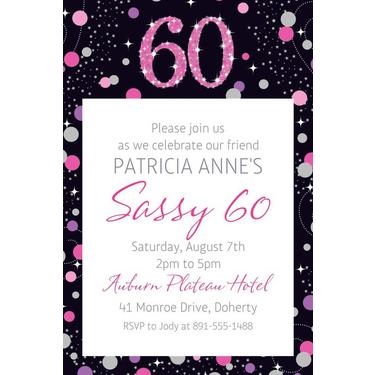 Custom Pink Sparkling Celebration 60 Invitation