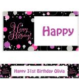 Custom Pink Sparkling Celebration Birthday Banner