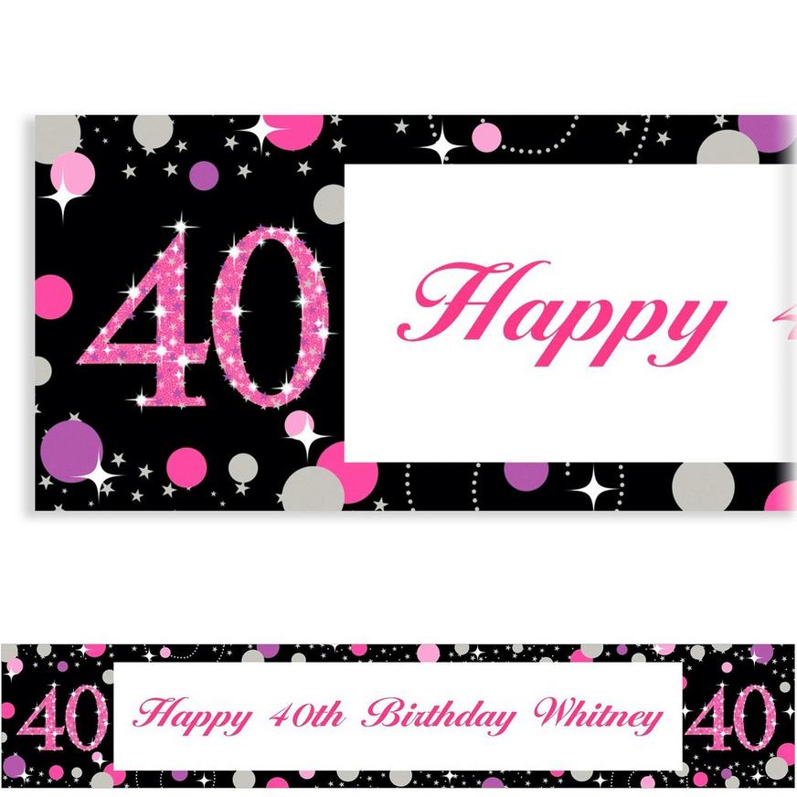 Custom Pink Sparkling Celebration 40 Banner