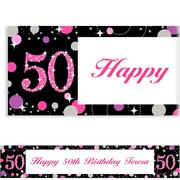 Custom Pink Sparkling Celebration 50 Banner
