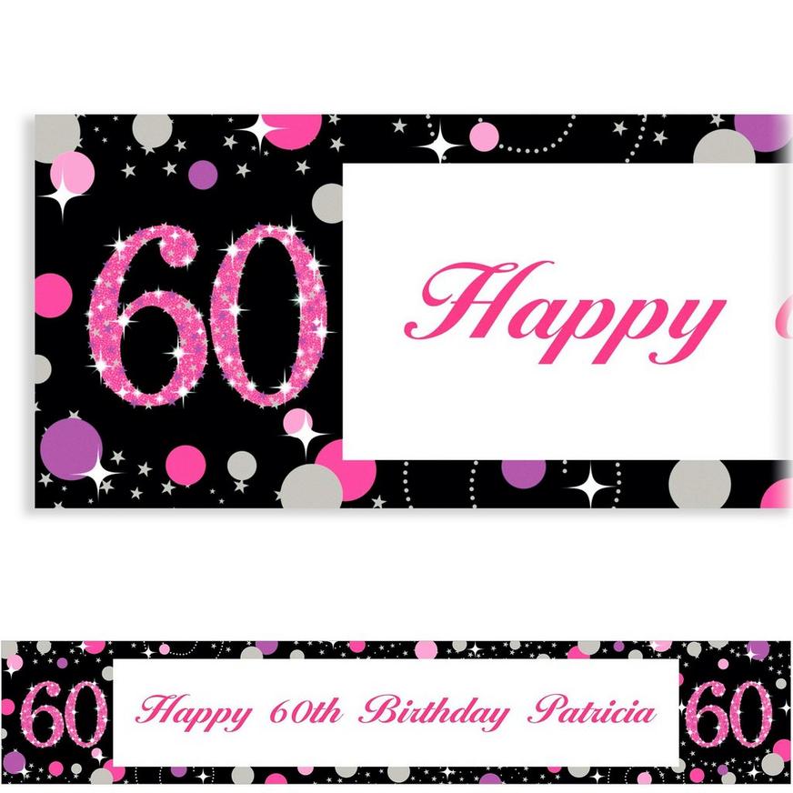 Custom Pink Sparkling Celebration 60 Banner