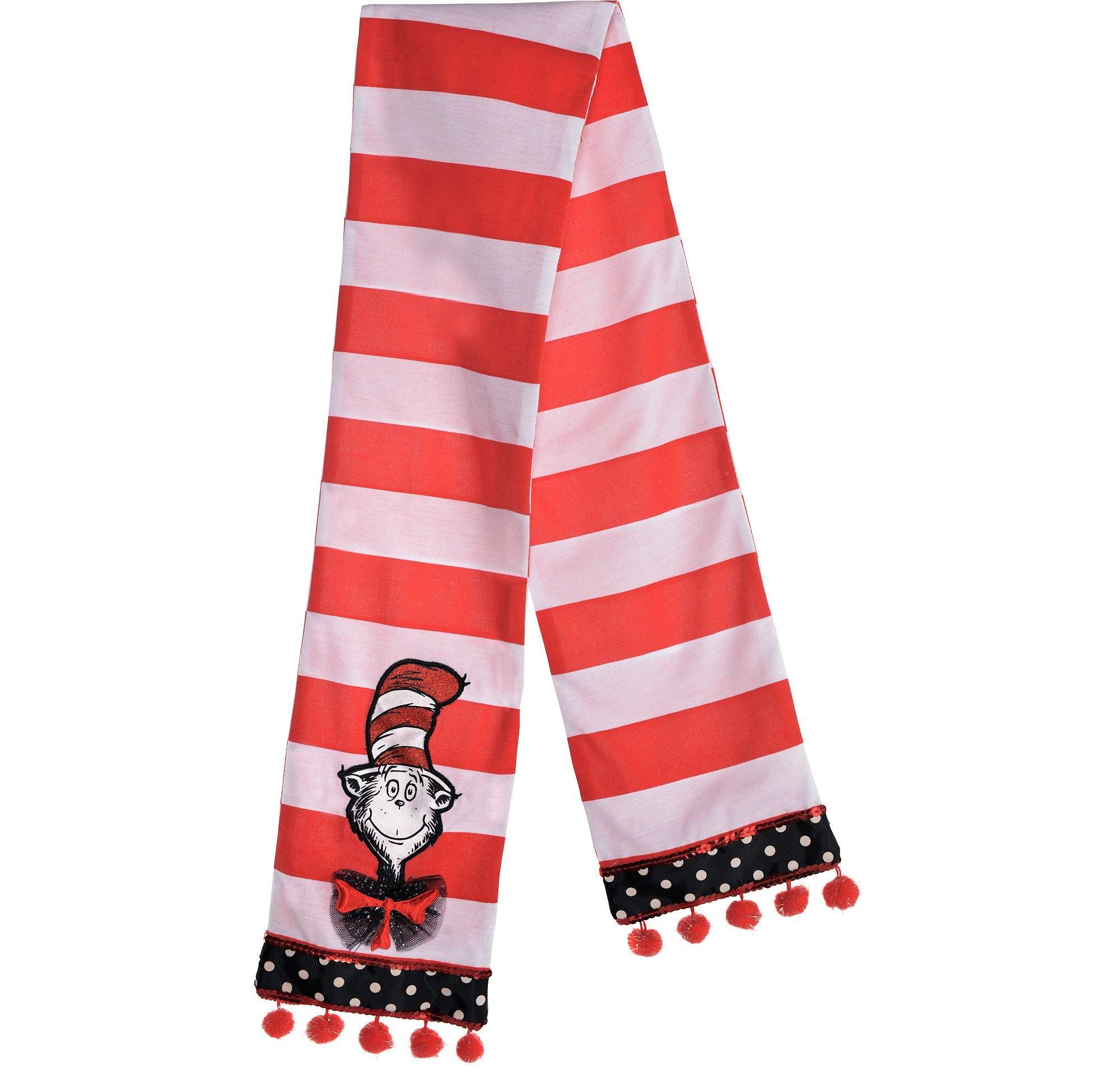 Cat in the Hat Scarf 6 1/4in x 50 1/2in Dr. Seuss Party City
