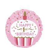Pink Cupcake 1st Birthday Balloon 18in