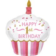 Pink Cupcake 1st Birthday Balloon 29in x 36in