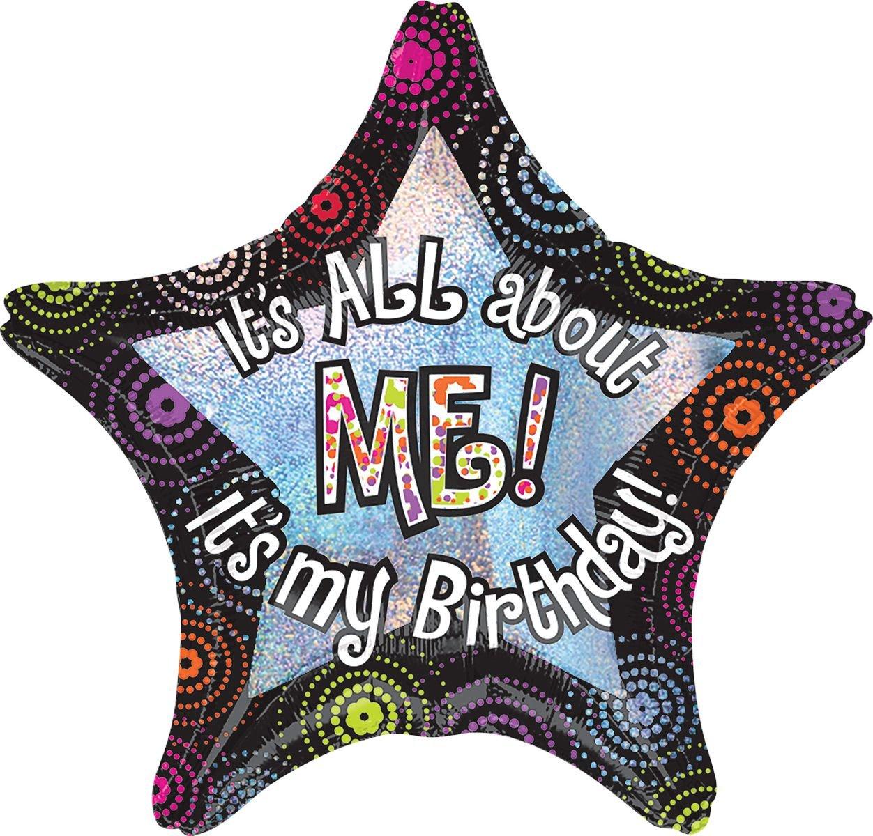 Giant Prismatic All About Me Birthday Star Balloon 28in