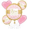 Sparkling Pink Wedding Balloon Bouquet 5pc