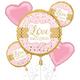 Sparkling Pink Wedding Balloon Bouquet 5pc