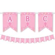 Pink First Communion Personalized Pennant Banner Kit
