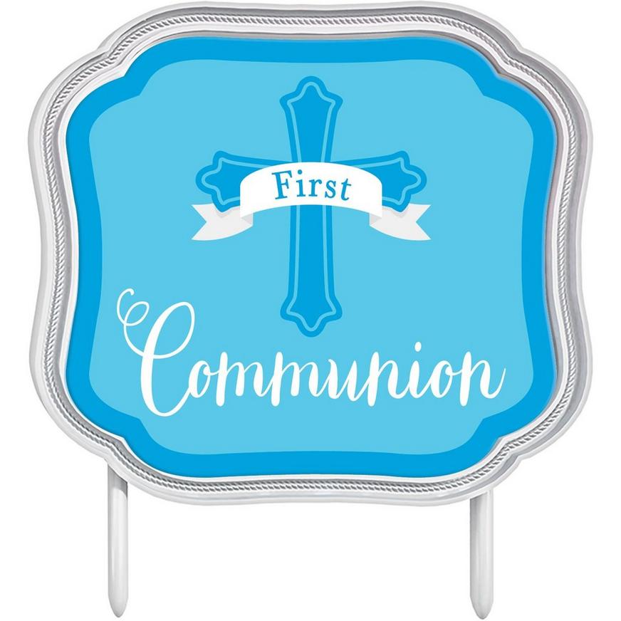Blue First Communion Cake Topper