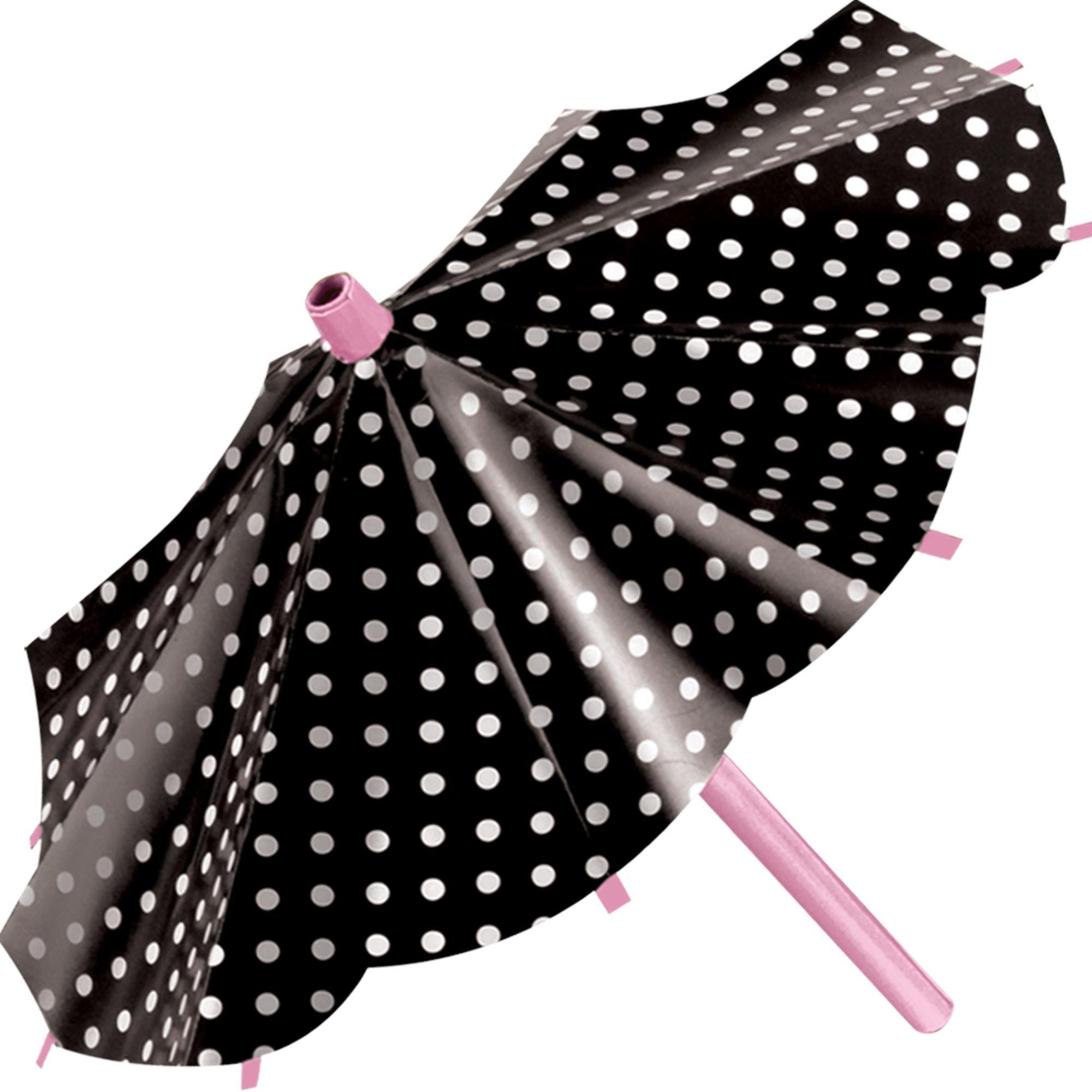 Pink & Black Parasol Decorations 3ct