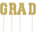 Tall Glitter Gold Grad Party Picks 4ct