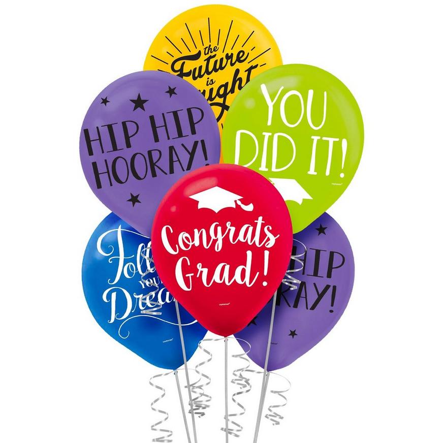 15ct, Multicolor Graduation Balloons