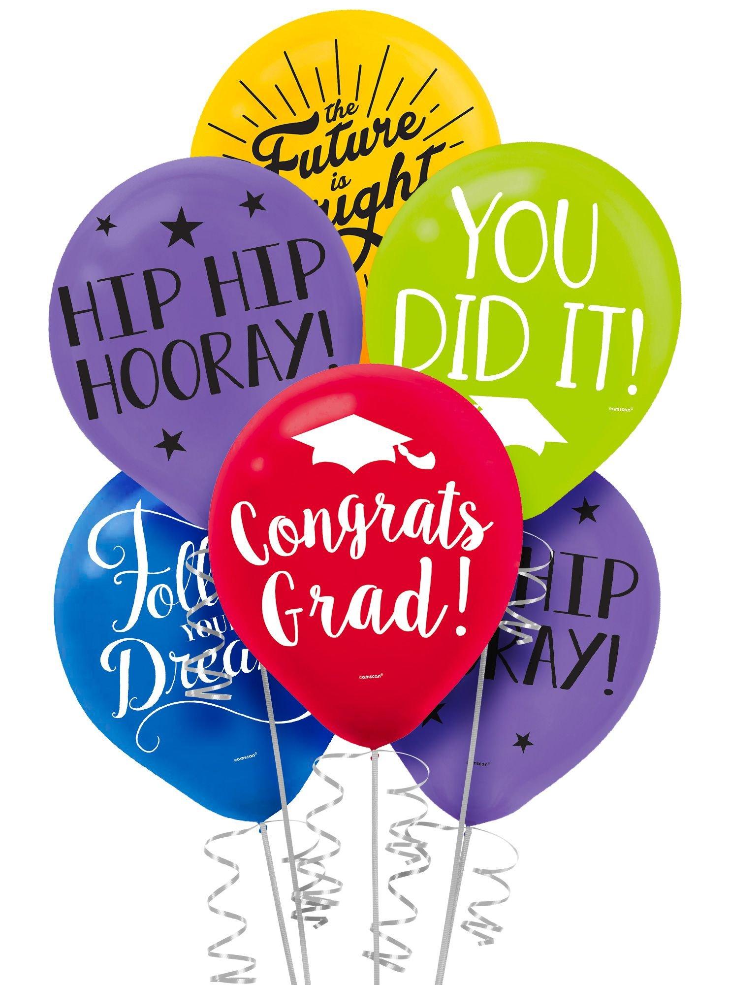 15ct, Multicolor Graduation Balloons