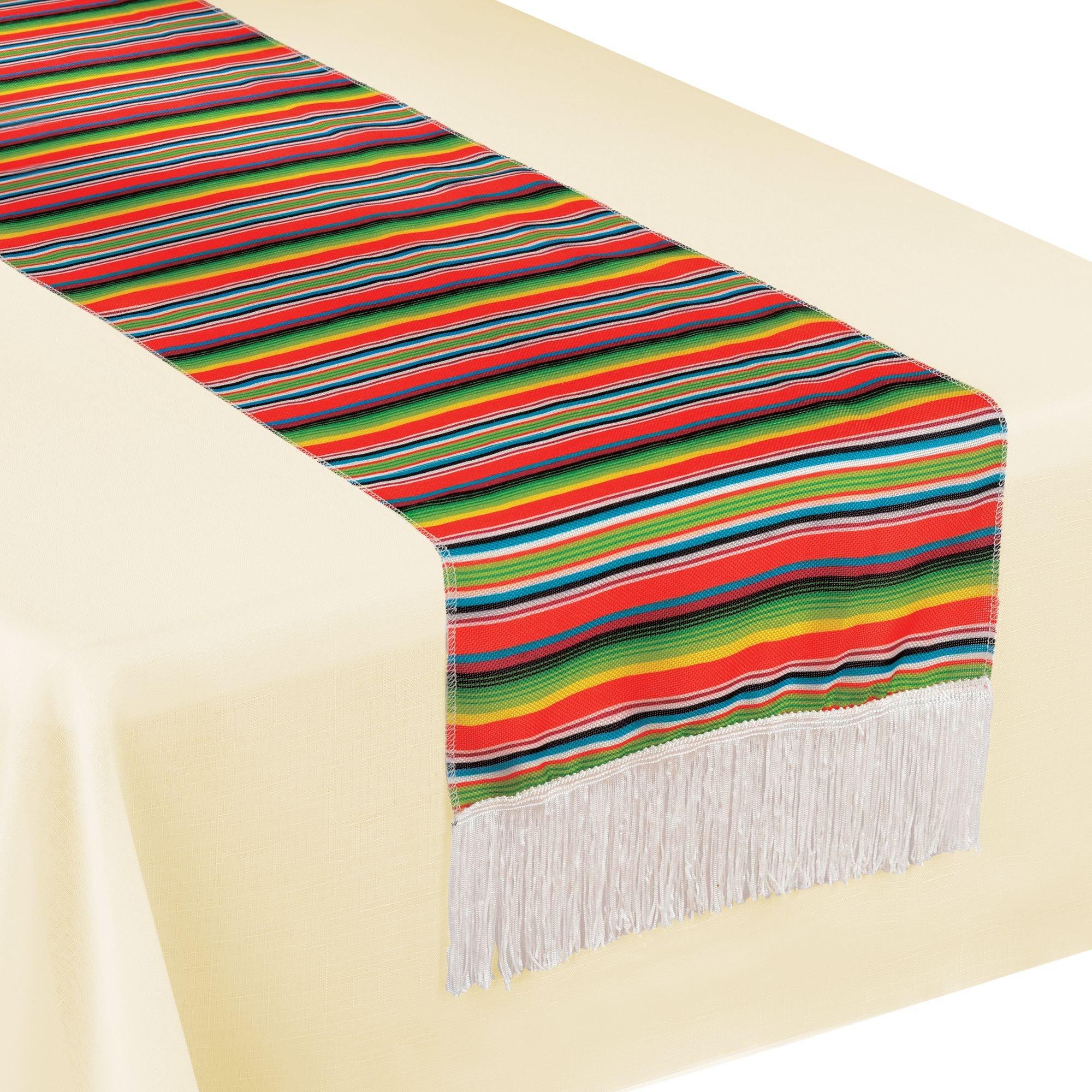 Ourwarm Mexican Party Supplies Serape Cotton Tablecloth Runner Felt Fan  Birthday For Wedding Table Paper Banner Decoration Y2F6