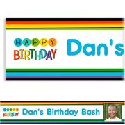 Custom Rainbow Happy Birthday Photo Banner