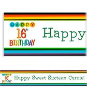 Custom Rainbow 16th Birthday Banner