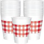 Red Gingham Plastic Cups 25ct