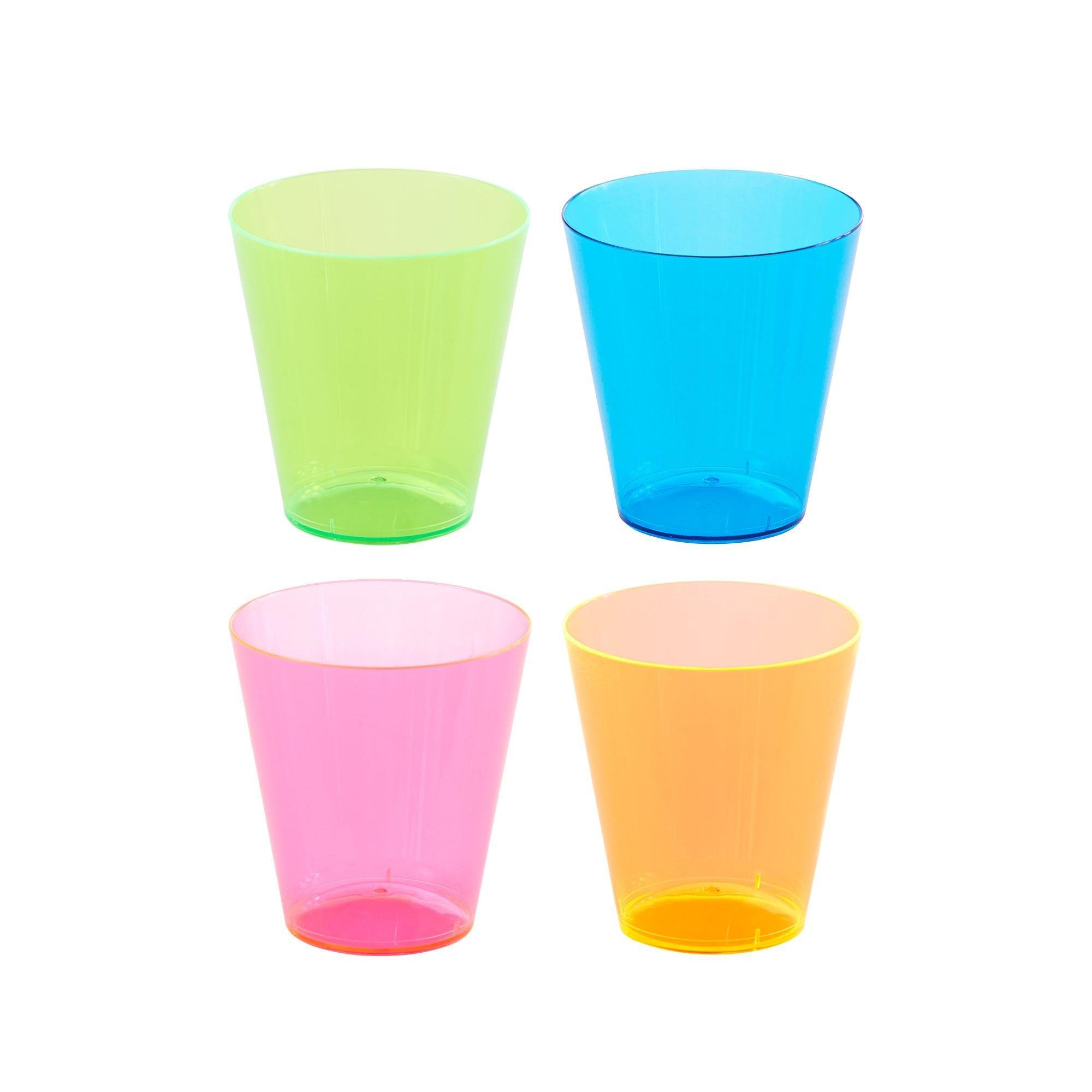 Black Light Neon Plastic Shot Glasses, 2oz, Party