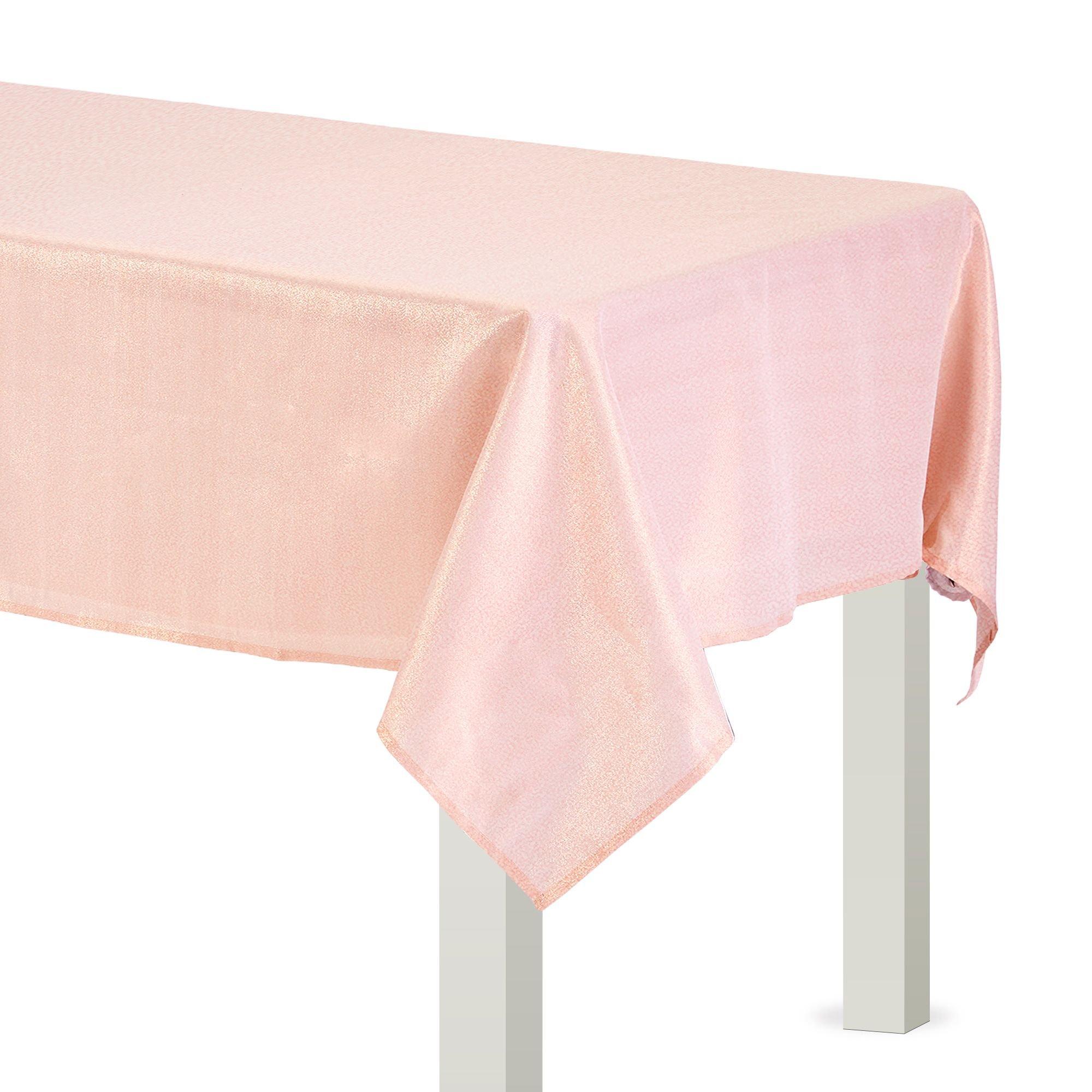 Metallic Rose Gold Fabric Tablecloth Size 60 x 84 Party City