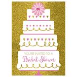 Gold Glitter Wedding Cake Bridal Shower Invitations 8ct