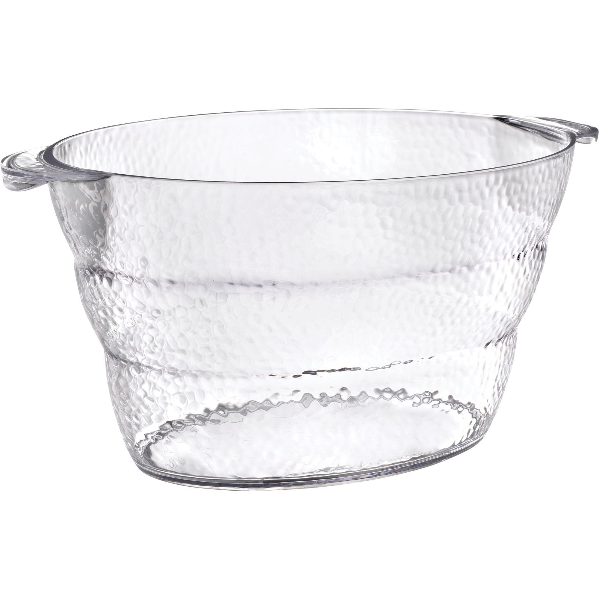 Clear Premium Plastic Hammered Oval Ice Bucket 11in x 18 1/2in