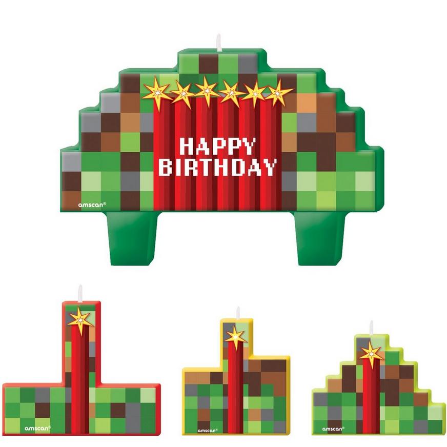 Pixelated Birthday Candles 4ct