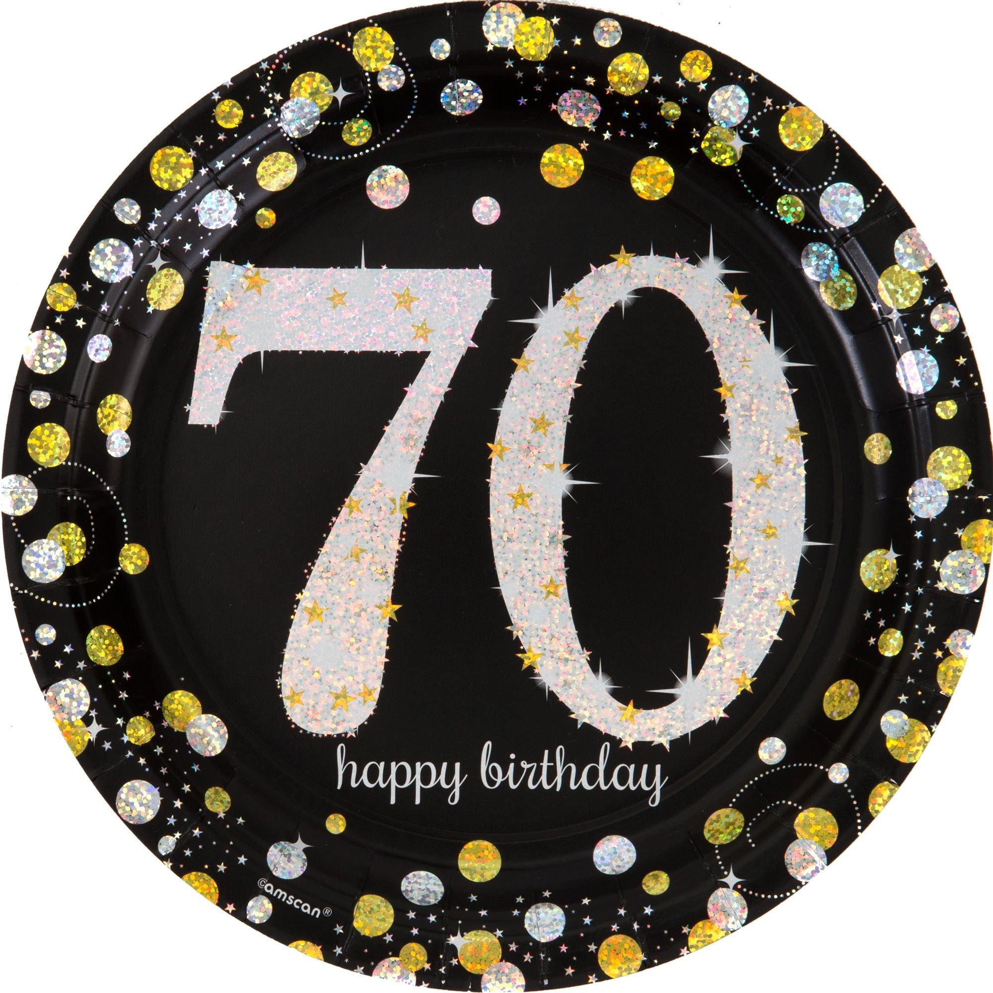 Prismatic 70th Birthday Lunch Plates 8ct - Sparkling Celebration