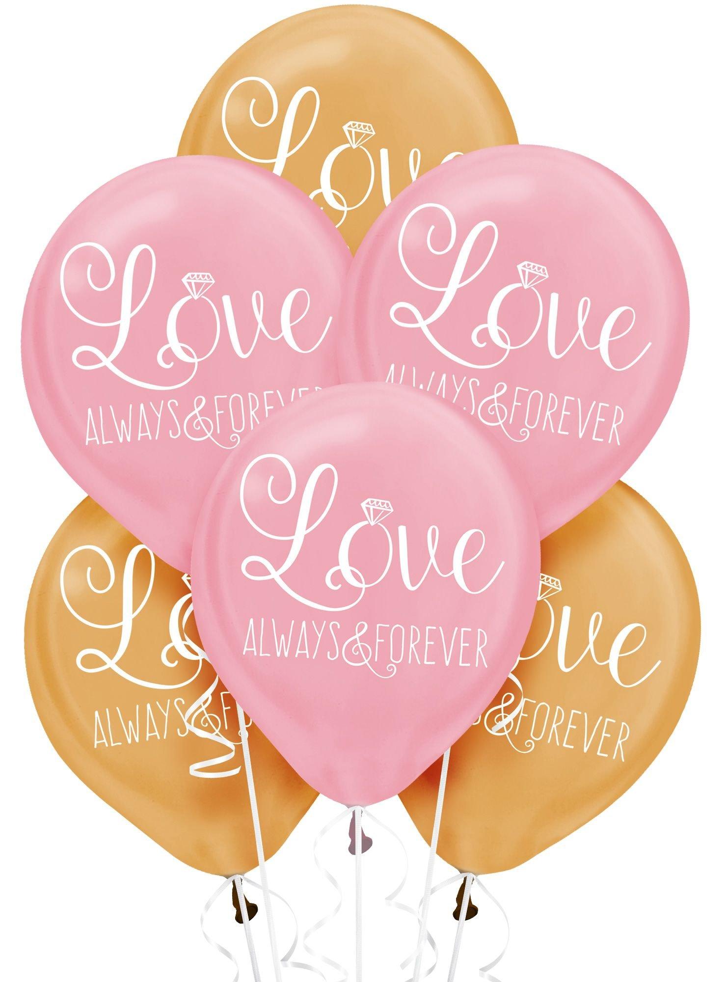 Gold & Pink Sparkling Wedding Balloons 6ct | Party City