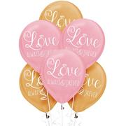 6ct, Gold & Pink Sparkling Wedding Balloons