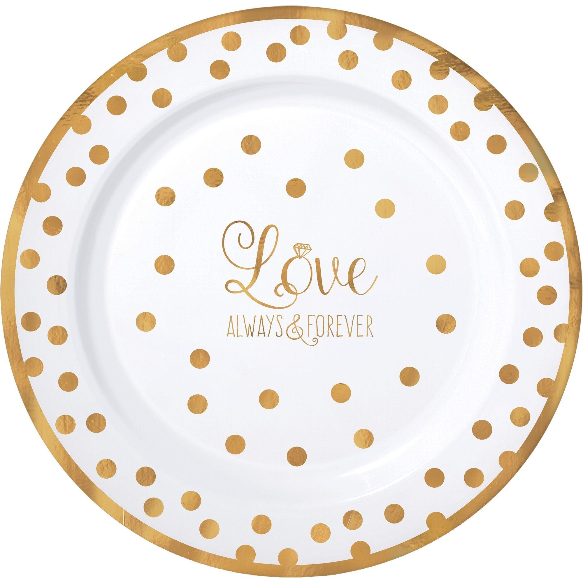 Sparkling Gold Wedding Premium Plastic Dinner Plates 10ct Party City