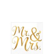 Gold Mr. & Mrs. Wedding Beverage Napkins 16ct