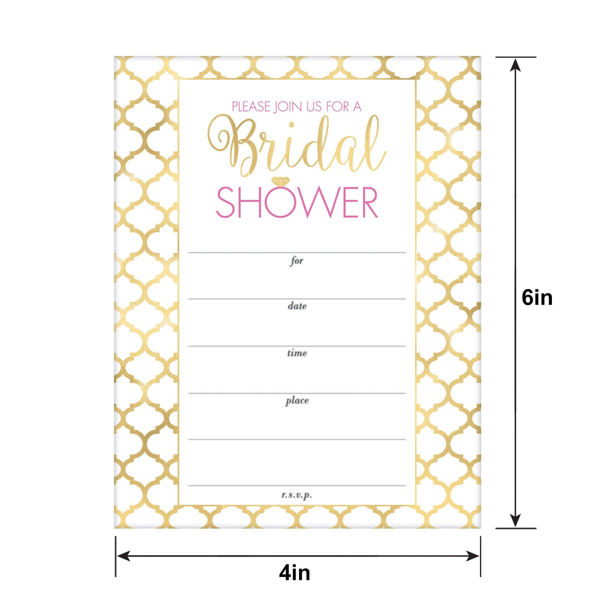 Bridal Shower Fill-In Invitations, 4in x 6in, 20ct