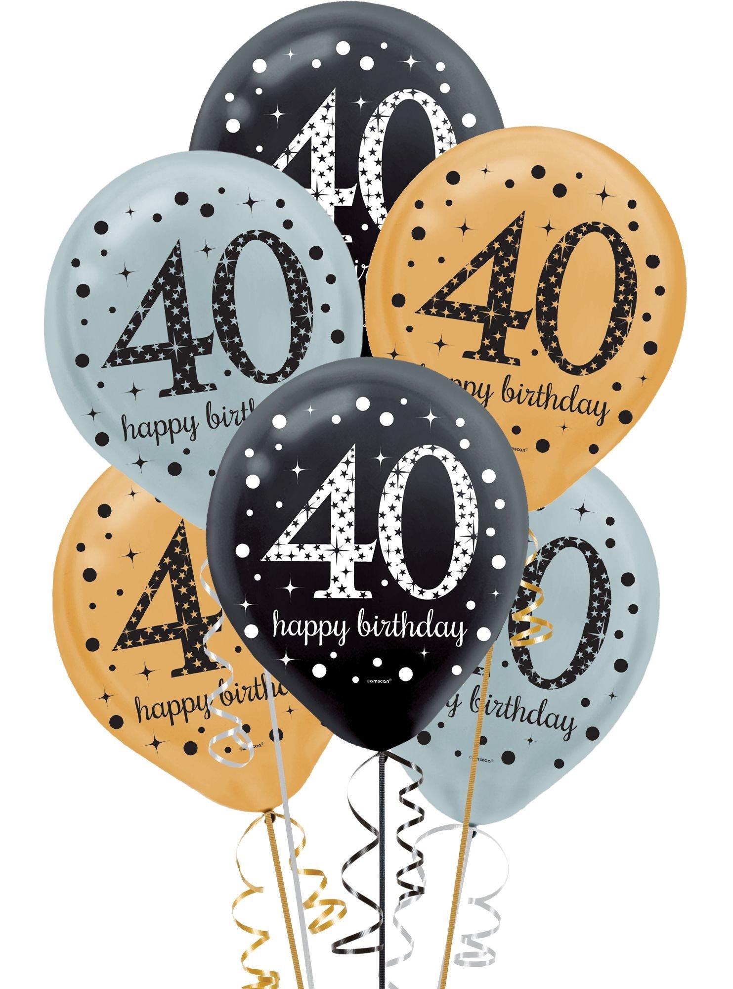 15ct, 40th Birthday Balloons - Sparkling Celebration