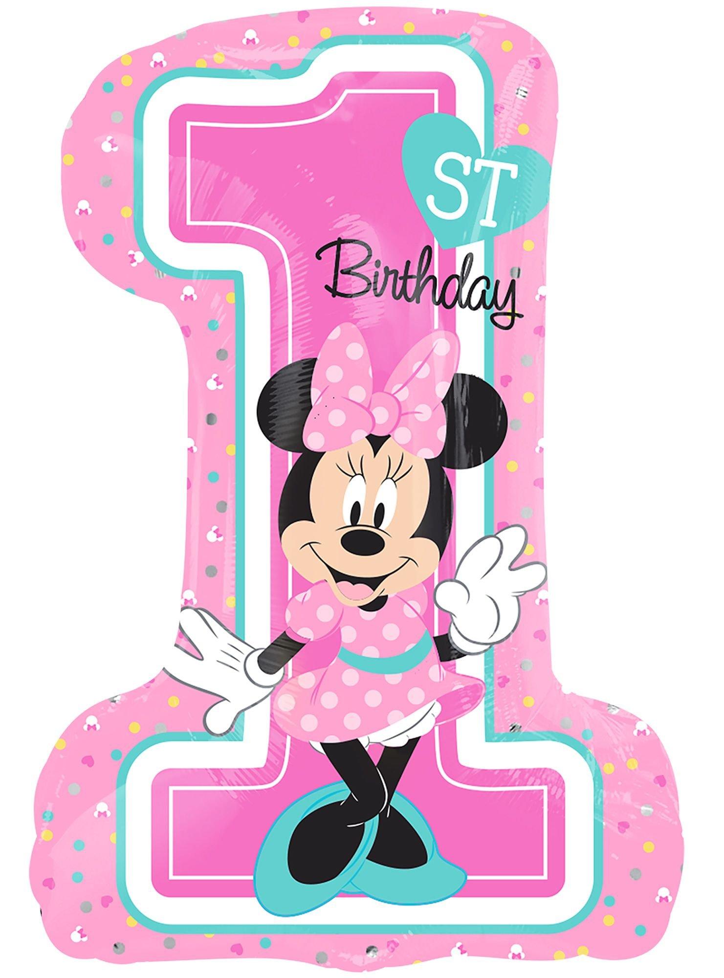 Giant 1st Birthday Minnie Mouse Balloon 19in x 28in | Party City
