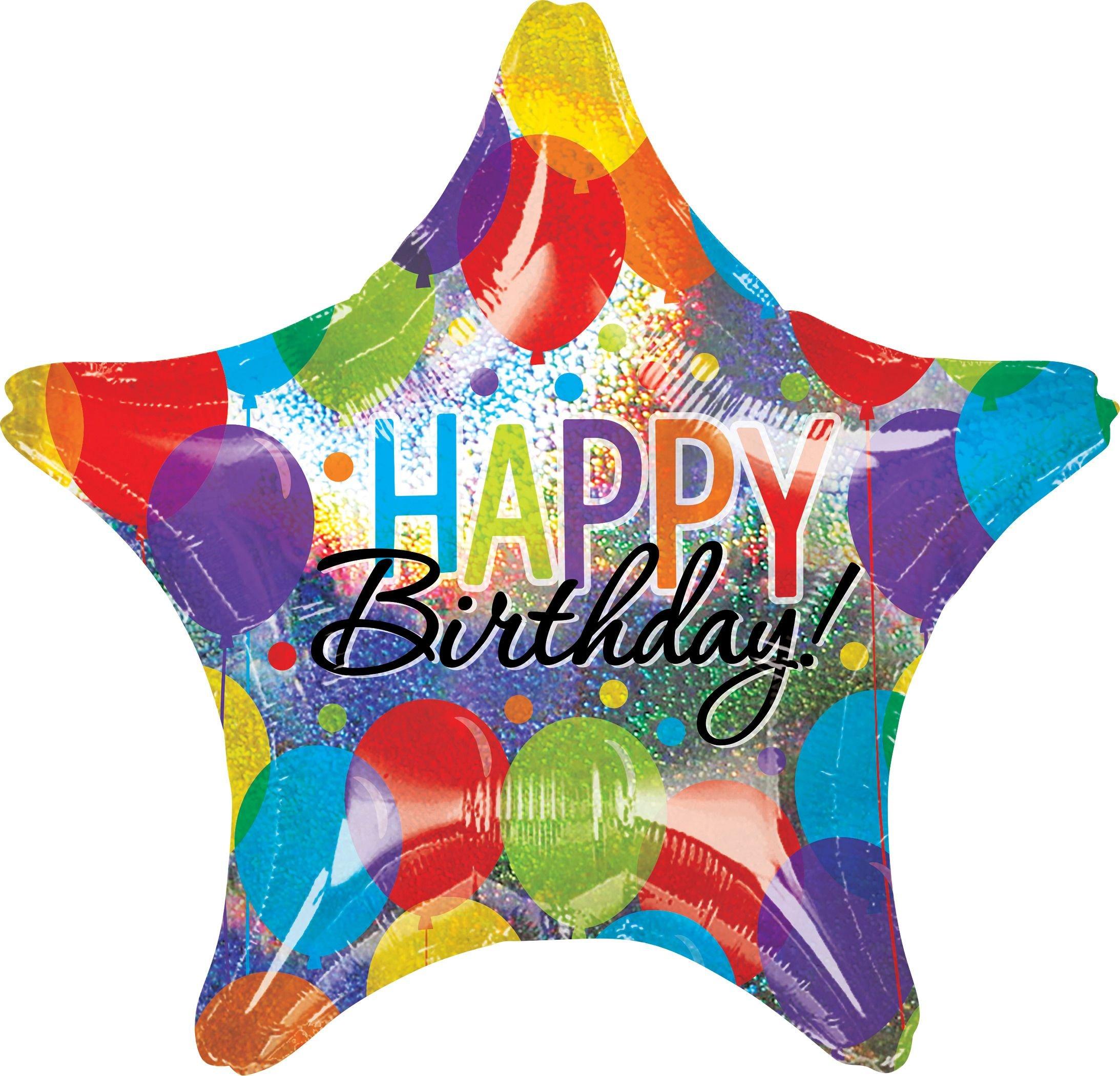 1) Jumbo Happy Birthday Balloon - Cluster Super Shape Foil Balloon, 34in -  Jumbo Birthday