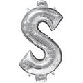 Giant Silver Money Symbol Balloon 21in x 40in