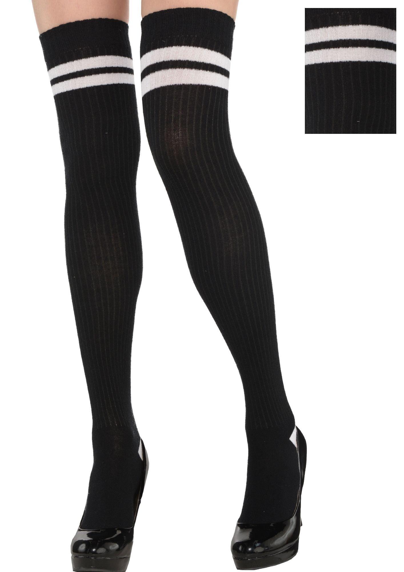 Kayhoma Extra Long Cotton Stripe Thigh High Socks Over the Knee High Plus  Size Stockings…