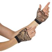 Adult Black Web Fingerless Gloves